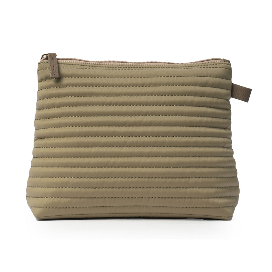 Cosmetic M Taupe Soft Quilted Stripes,  Ceannis Necessärer