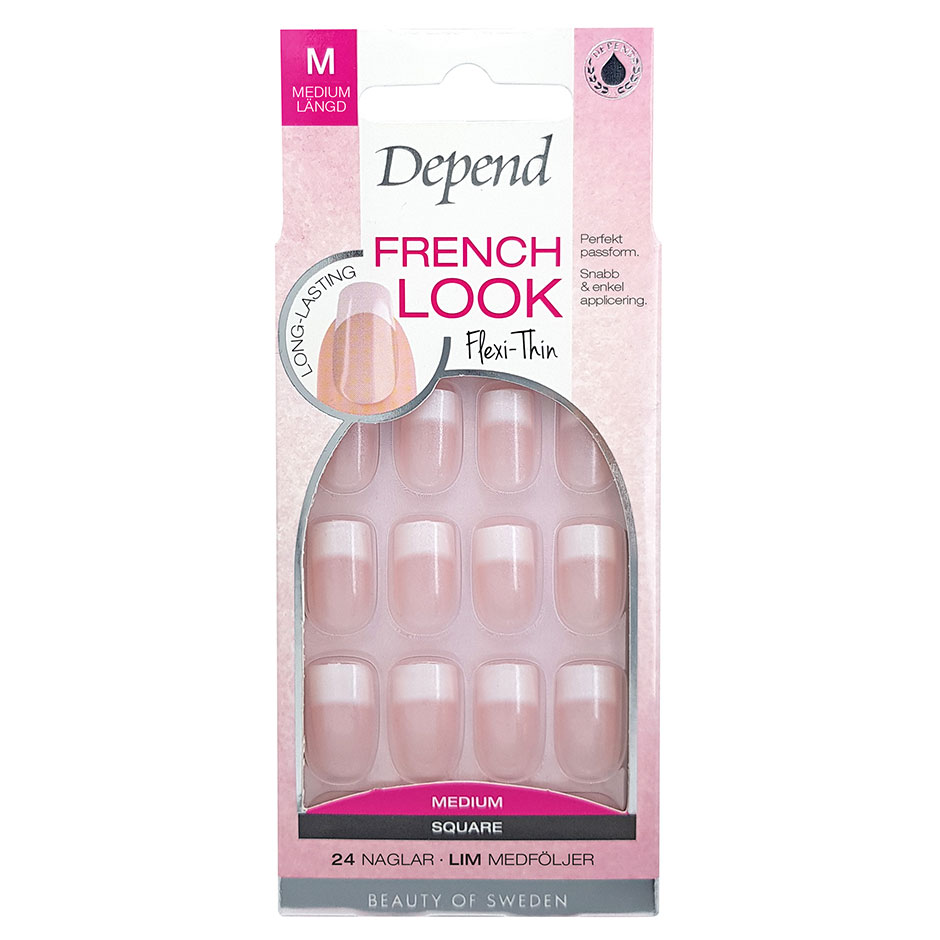 French Look Rosa Skimmer Square Medium,  Depend Lösnaglar