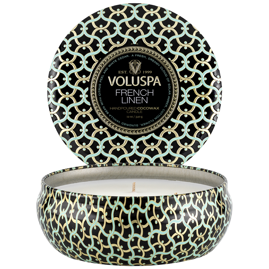 Produktfoto för Voluspa 3-Wick Tin Candle French Linen - 340 g