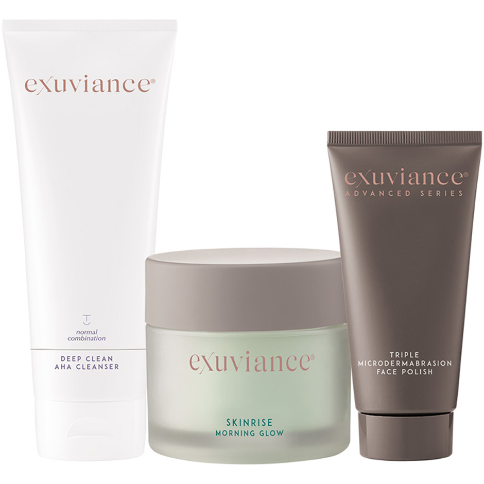 Exuviance Glow Kit Deep Clean AHA Cleanser, Triple Microdermabrasion Face Polish, SkinRise