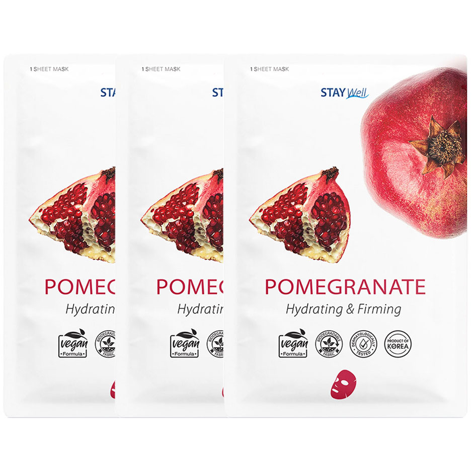 Vegan Sheet Mask Pomegranate,  Stay Well Hudvård