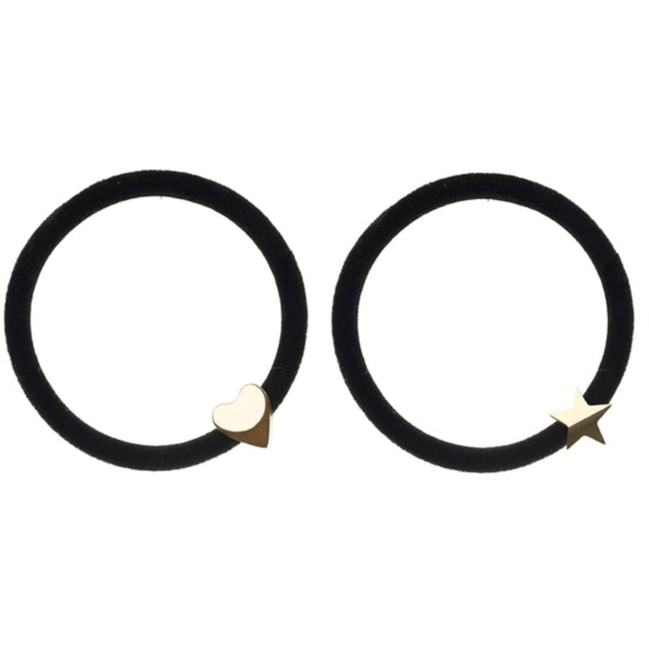 Produktfoto för Dark 2 Pk Velvet Hair Tie Black W/Gold - pcs 1