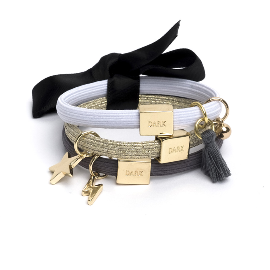 Produktfoto för Dark Hair Ties 3 Pk Charm Combo Grey W/Gold - pcs 1