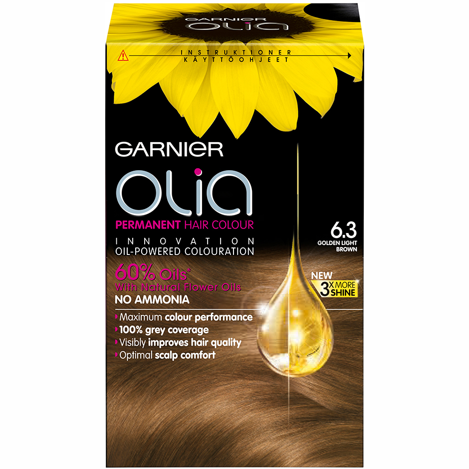 Garnier Olia Permanent Hair Colour, 6.3 Golden Light Brown, 