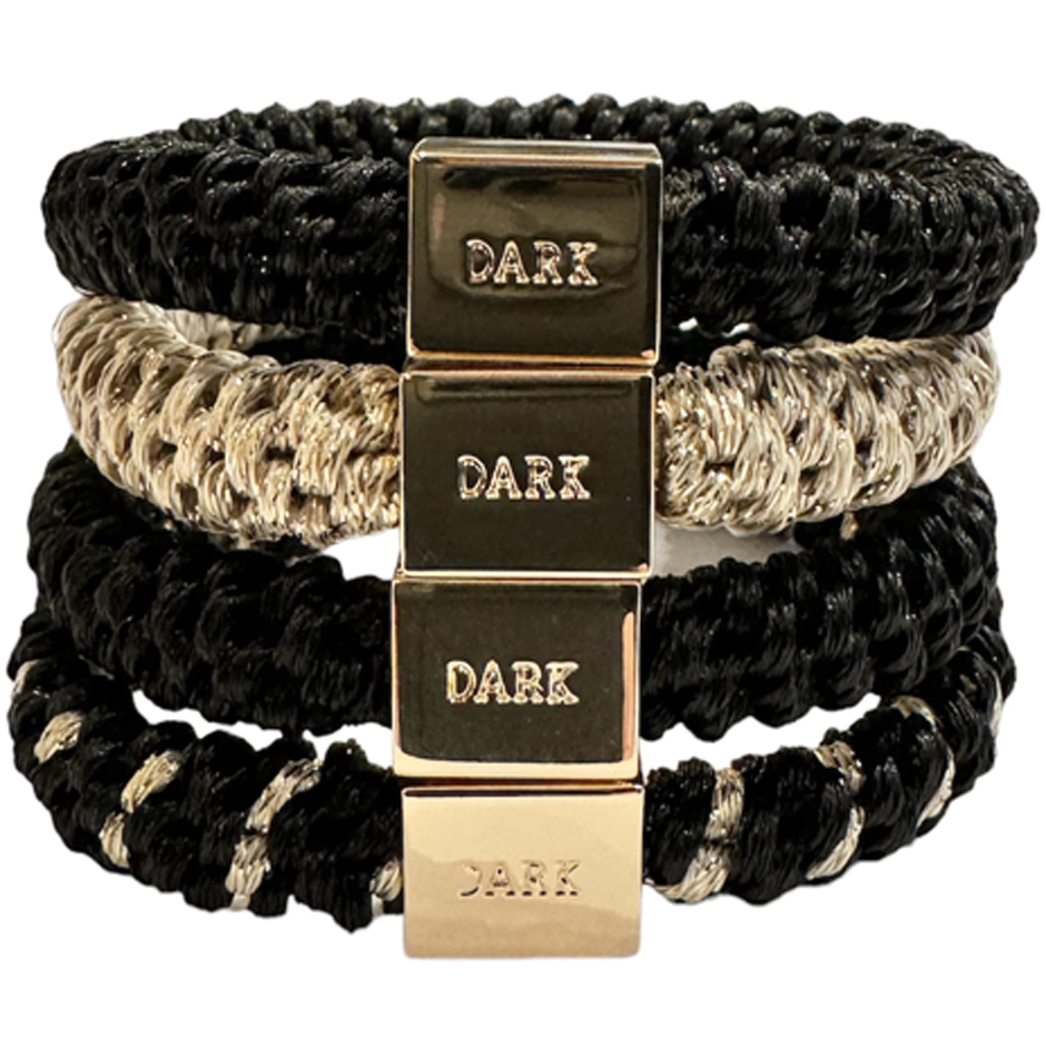 Dark Fat Hair Ties 4 Pk Combo Black Mix W/Gold