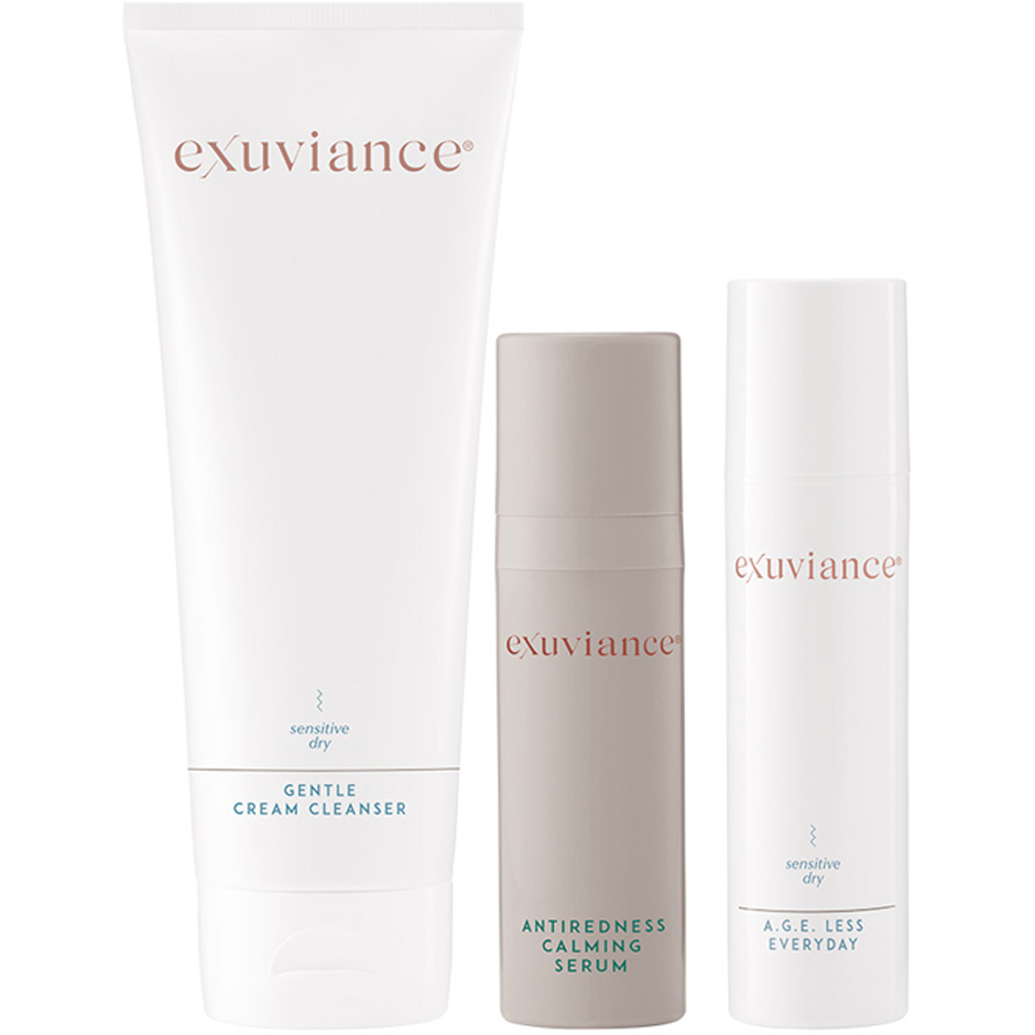 Exuviance Sensitive Kit Gentle Cream Cleanser, AntiRedness Serum, A.G.E Less Everyday