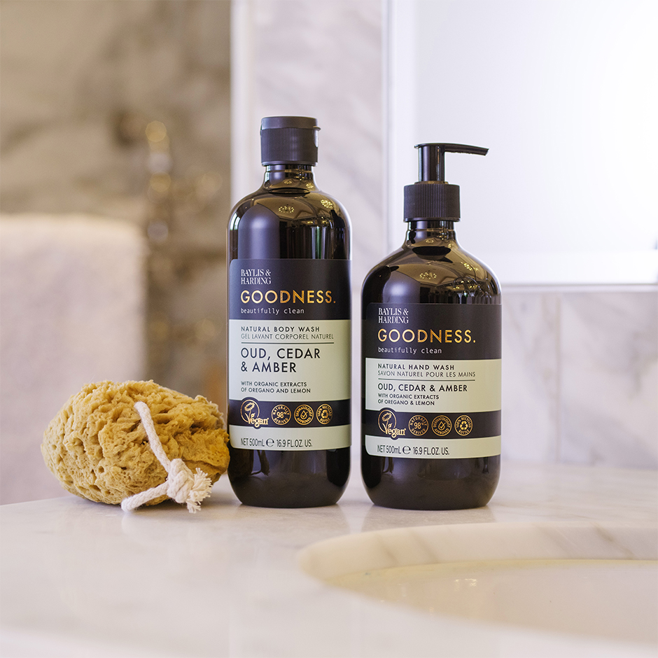 Alternativ bild 1 för Baylis & Harding Goodness Oud, Cedar & Amber Body Wash 500 ml