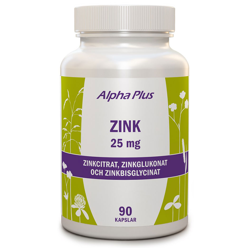 Zink 25mg,  Alpha Plus Kosttillskott & Vitaminer