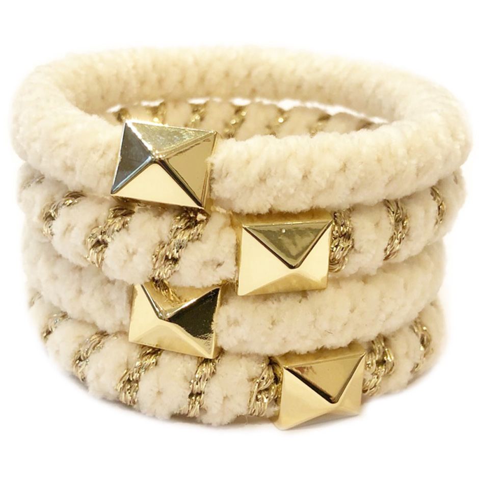 Fluffy Fat Hair Tie 4 pk W/Gold,  Dark Hårband & Håraccessoarer