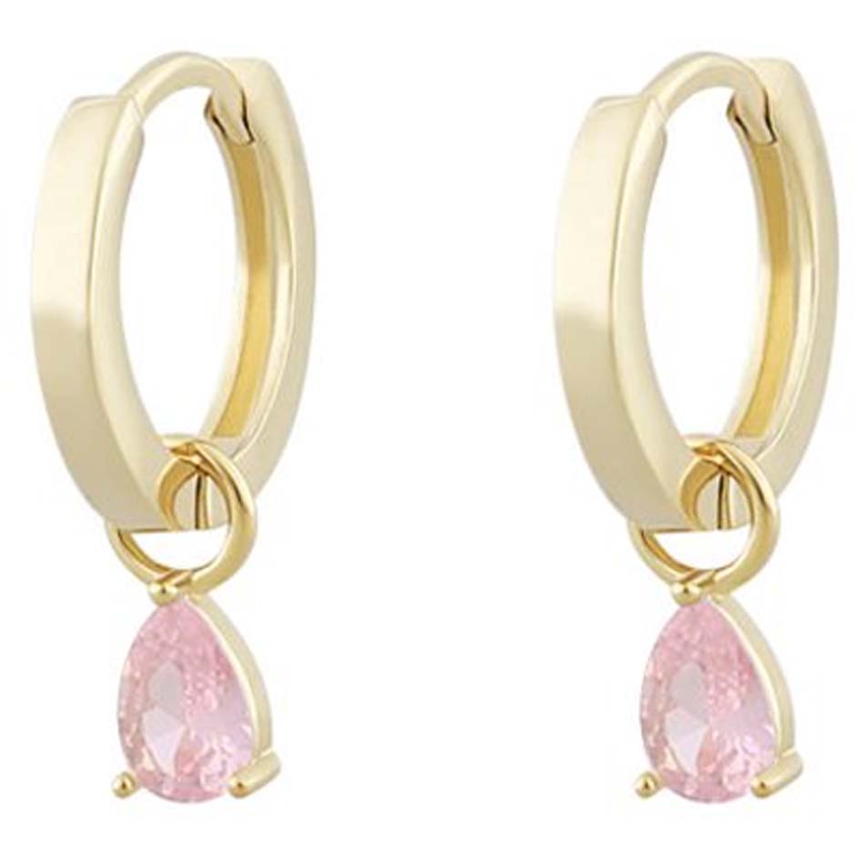 Nuit drop ring pendant ear gold/pink