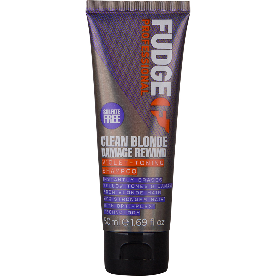 Fudge Clean Blonde Damage Rewind Violet-Toning Shampoo, Damage Rewind Shampoo 50 ml Fudge Shampoo