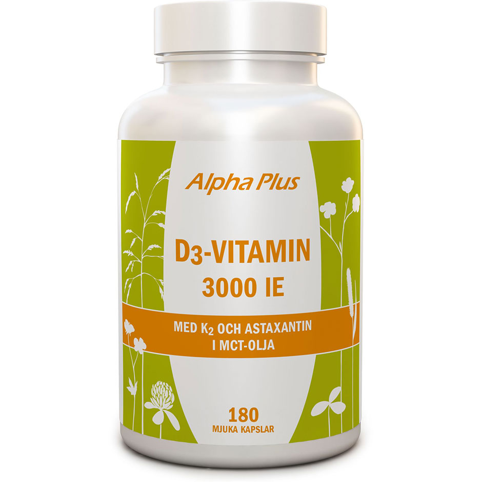 D3-Vitamin 3000IE + K2,  Alpha Plus Kosttillskott & Vitaminer