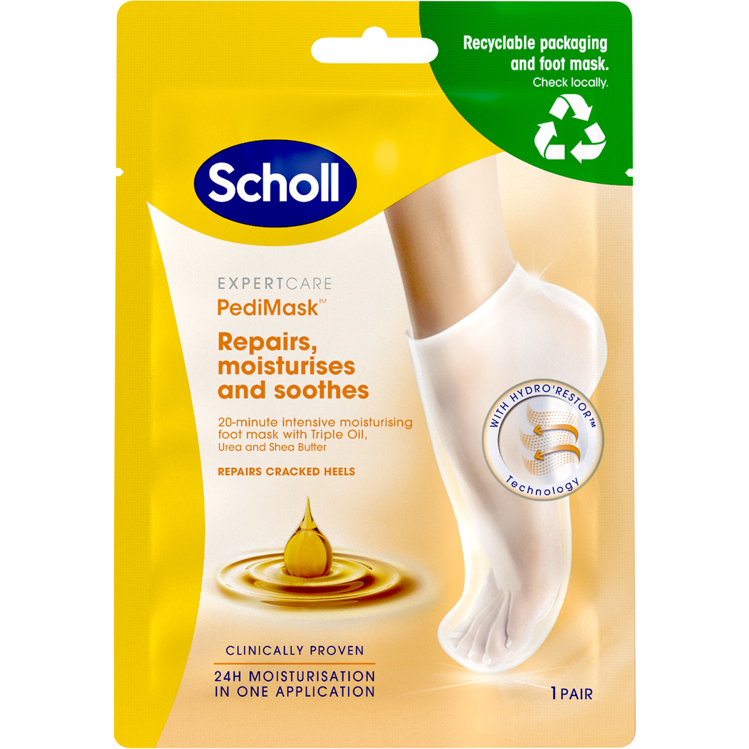 ExpertCare PediMask™ withTriple Oil, 2 pcs Scholl Fotvård