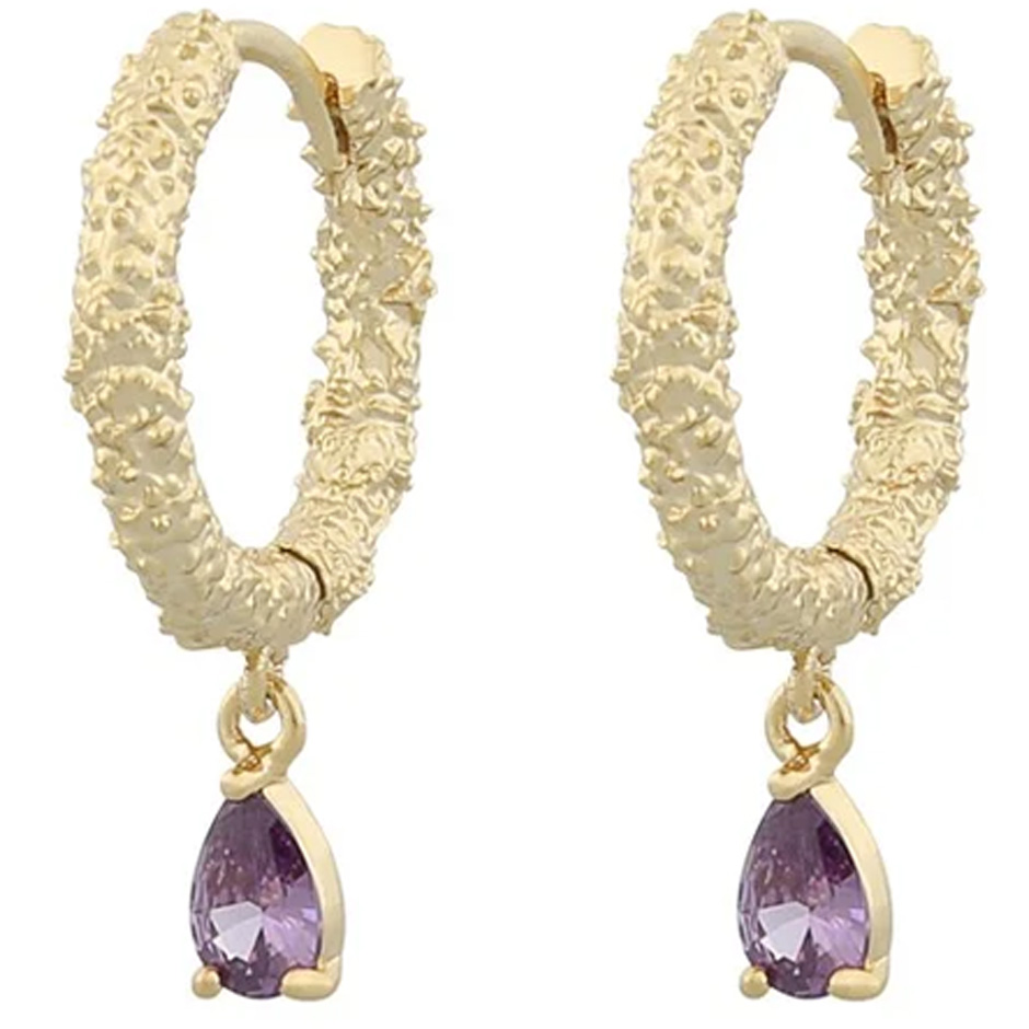 London ring pendant ear gold/purple,  Snö of Sweden Örhängen