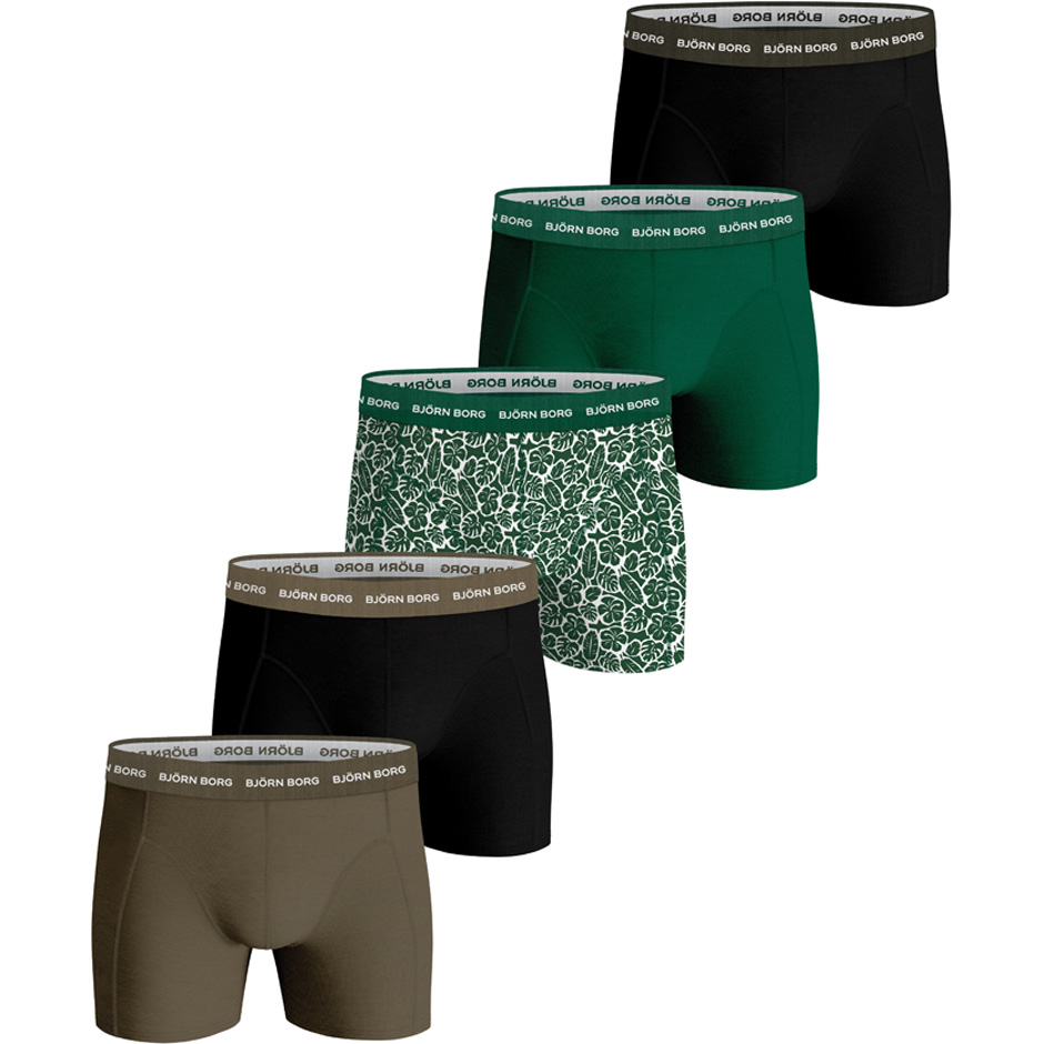 Cotton Stretch Boxer 5p Multipack Black/Green,  Björn Borg Boxers och strumpor
