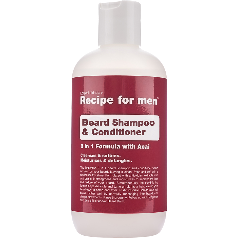 Köp Recipe for Men Beard Shampoo & Conditioner,  250 ml Recipe for men Skäggschampo fraktfritt