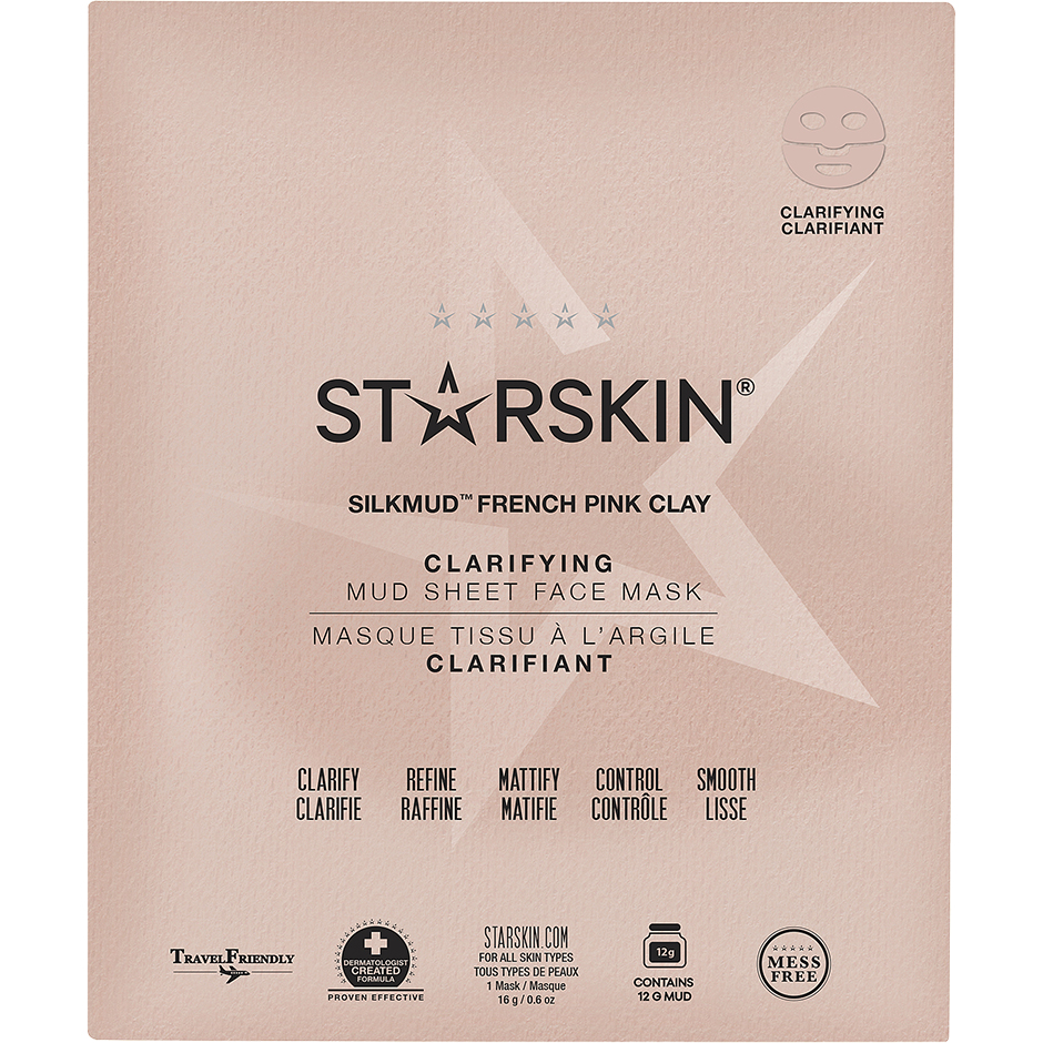 Silkmud Pink Clay, 16 g Starskin Ansiktsmask