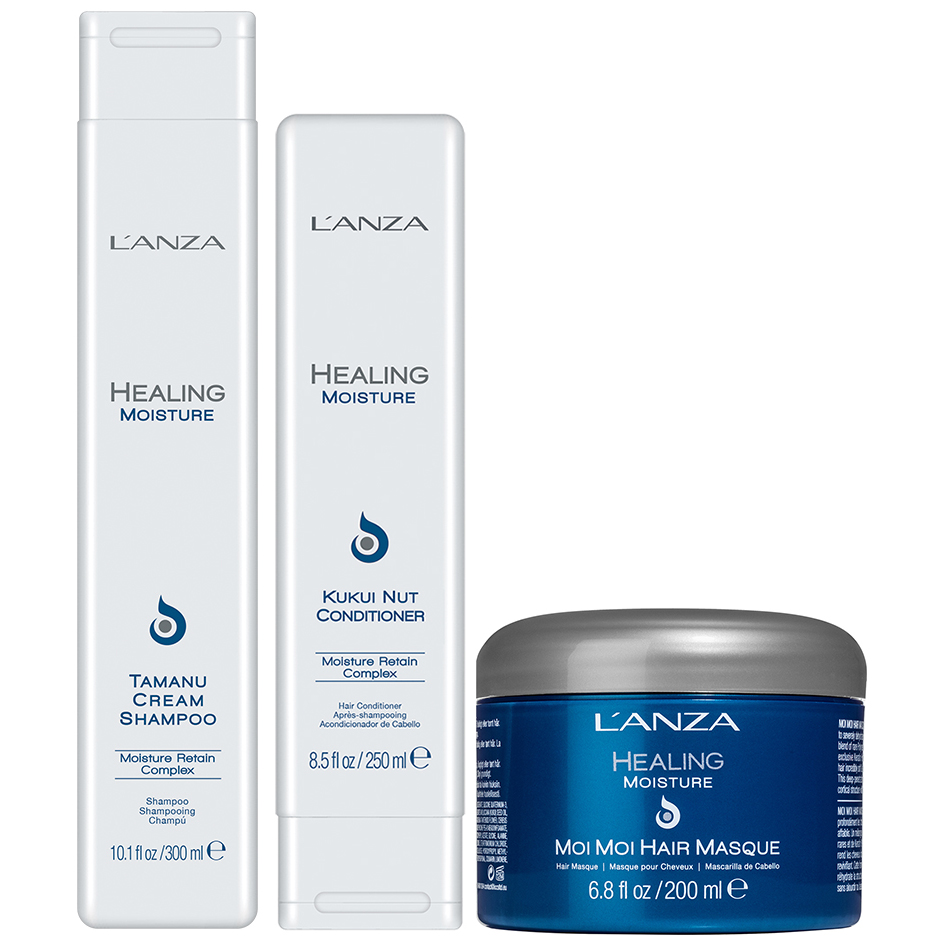 L'ANZA Healing Moisture Trio Shampoo 300ml, Conditioner 250ml, Hair Masque 200ml